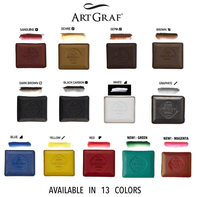 ArtGraf Art Graf Artist Water Soluble Tailors Chalk Set of 3 Rich & Intense (Cork Box), Primary Color 3 Pc Set - Image 5